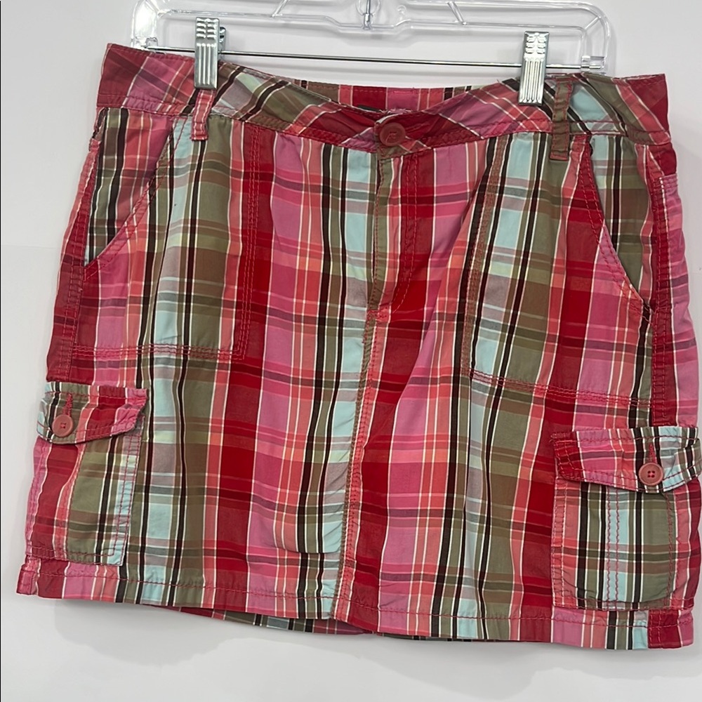 FRENCH CUFF PIink and Red Mini Cargo Skirt for Casual Wear